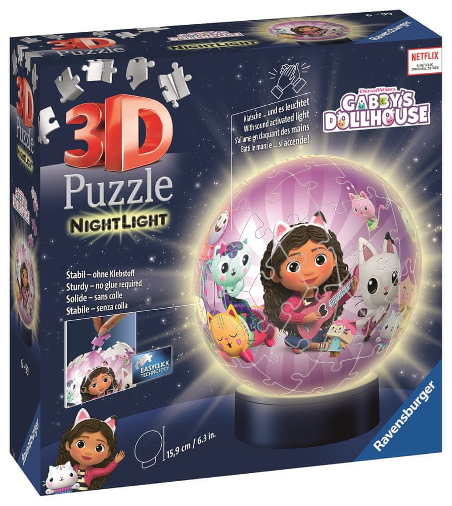 Ravensburger Puzzle-Ball Gabby\'s Dollhouse 72 dielikov (nočná edícia)